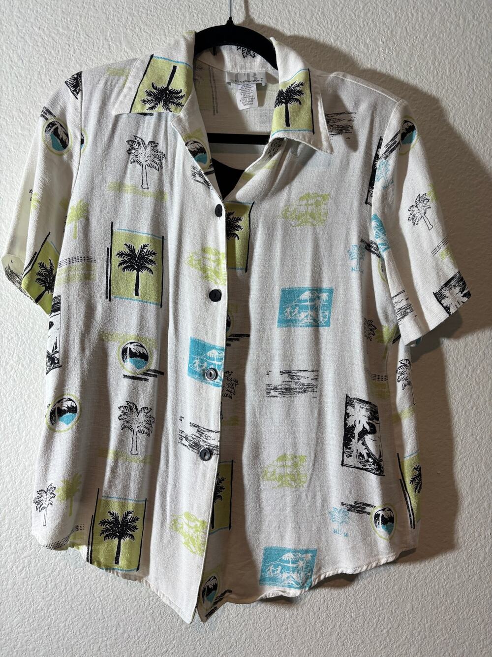 Vintage C.B. Collections Women's Size M Tropical Beach Button-Up Camp Shirt